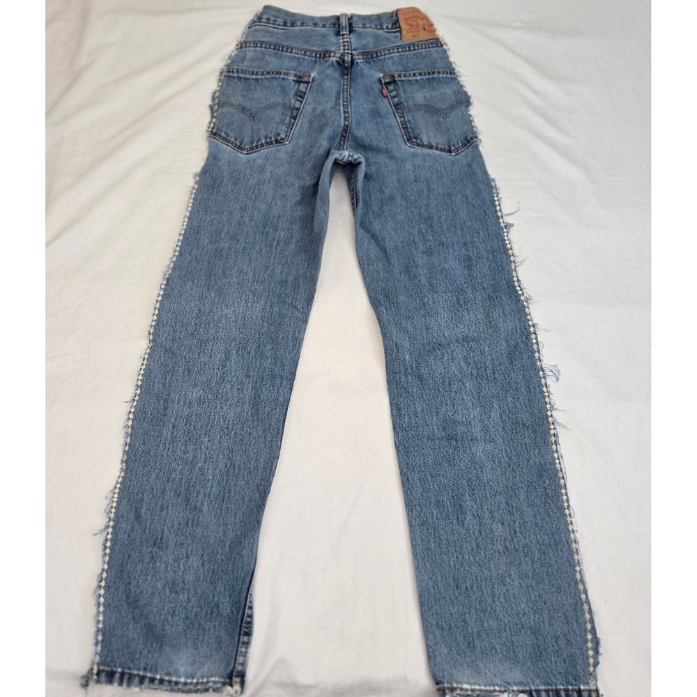 VTG Levis 550 Jeans Reworked Inside Out Custom Exposed Pockets Blanket Stitch 26 - Picture 2 of 11